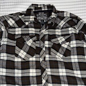 Men's Black and White Plaid Shirt
